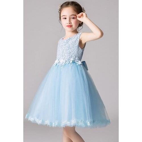 Girls Princess Dresses Summer Girl Sleeveless Lace Bow Party Dress Flower Girl Costumes Kids Clothes 3-12 Years Children Dresses
