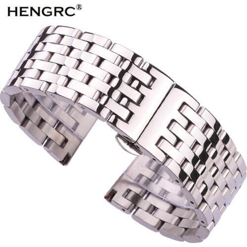 Watch Band Strap Stainless Steel 20mm 22mm Men Women Straight End Bracelet Silver Rose Gold Watchband Clasp Accessories