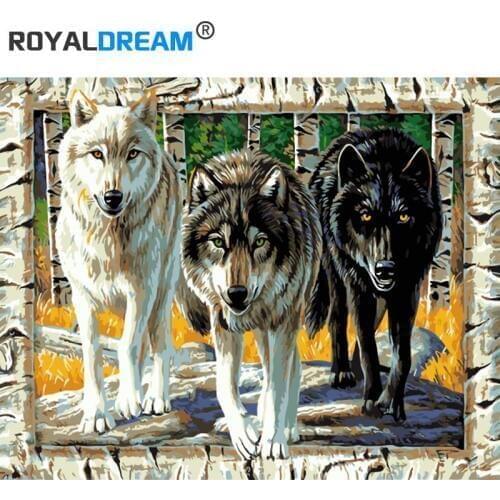 ROYALDREAM A Wolf in the picture Diy Digital Painting By Digital Modern Wall Art [ictures For The Home Wall Art Works