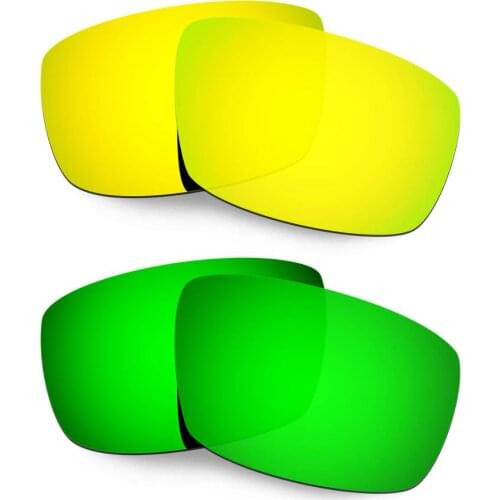 HKUCO For Spy Optic Logan Sunglasses Polarized Replacement Lenses 2 Pairs Gold & Green