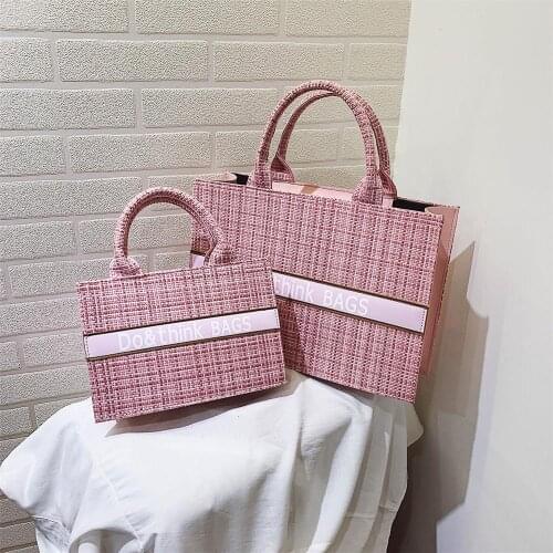 New Fashion Woolen Women Large Capacity Handbags Casual Solid Color Woven Ladies Daily Small Shopping Handbags