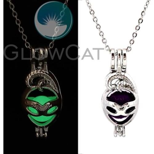 Luminous Party Mask Pendant Necklace Silver Color Chain Glow in the Dark Choker Statement Necklace For Women GG651