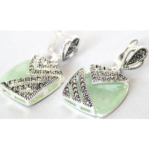 HUARONGKANGYOU unique ladys Fancy ladys 925 Hook green Natural stone bread Earing big earringsgirl Wedding Party, Luxury Dubai