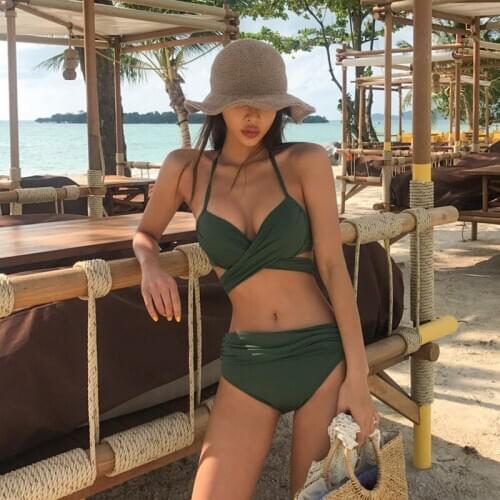 Versatile bikini sexy steel bracket gathered with high waist and split into several ways of wearing