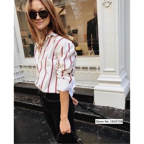 ElfStyle Cotton Women Oversized Silhouette Shirt Top Contrast Cuffs & Collar Features Embroidered Detail & Burgundy Stripes
