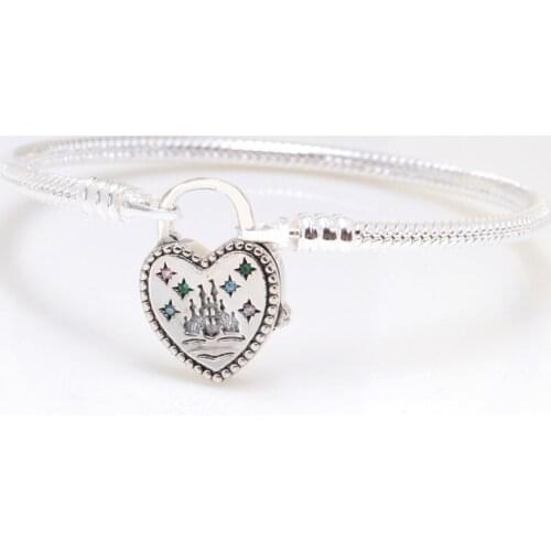 DoDoFly Real 925 Sterling Silver Castle Childrens Paradise Heart-shaped Lock Bracelet For Women Fit Original Brand