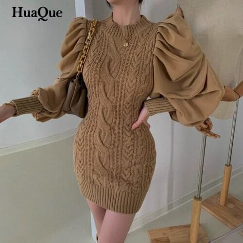 Winter knitting women sweater dress New Mini sexy Women Fashion Hollow Out Knitted Dress Twist Pattern Bodycon Party dress