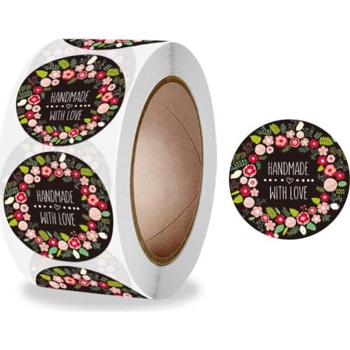 1 Inch 500pcs/Roll Round Colorful Flowers Thank You Sticker Labels for Small Business Gift Bags Card Festival Birthday Wedding