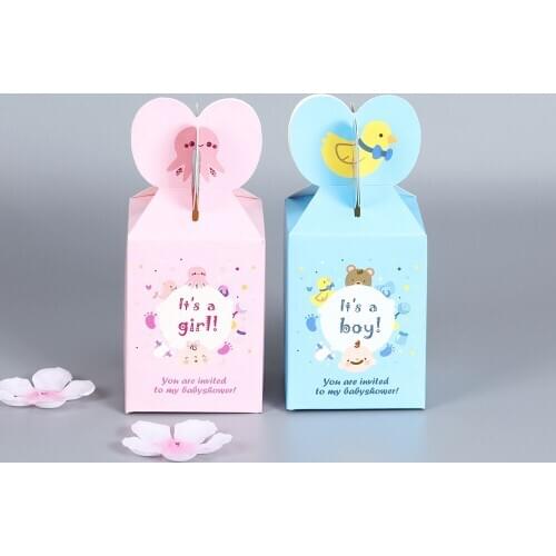 10pcs Baby Shower Gift Boxes Wedding Party Favor Box Craft Paper Box Boy And Girl Gifts Portable Party Wedding Favor Candy Boxes