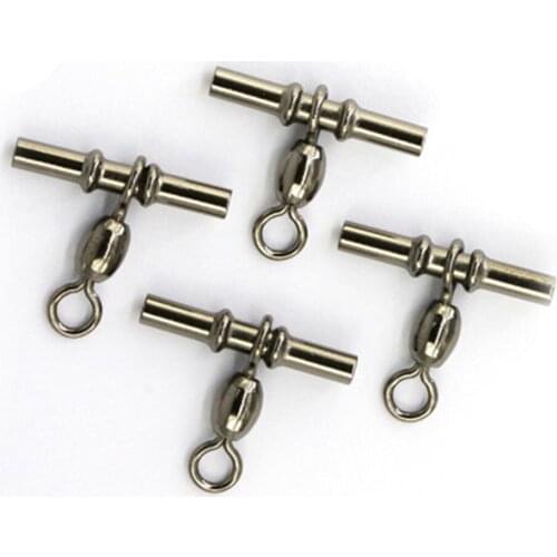 10Pcs Fishing Swivels Connector Bearing Crimp Swivels Cross Line Fishing Waggler Float Adapters Fishing Accessories