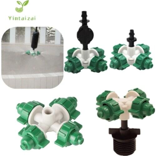 20PCS Green 4-Ways Misting Sprinkler Greenhouse Mist Nozzle Garden Humidifying Tools Micro Sprinkler Drip Fittings