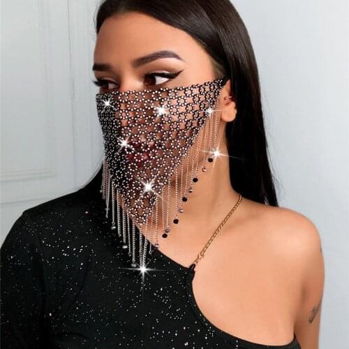 2020 Women Hollow Out handmade Decor Face mask Night Party Festival Music Day Sexy Mesh Metal