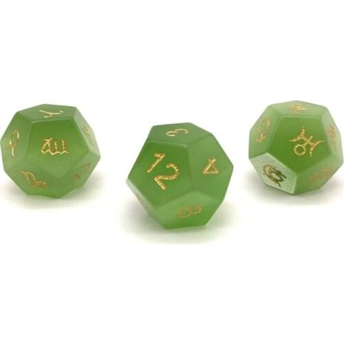 3Pcs/Set 12-Sided Dice Semi-Precious Stone Polyhedral Astrology Ta-rot Constellation Divination Ta-rot Cards Game Dice