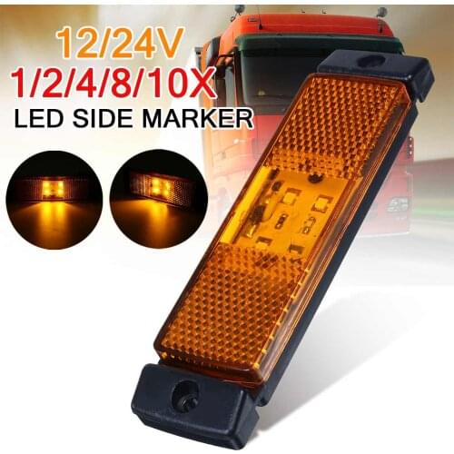 4/8/10 Pcs 3 LED Side Marker Clearance Turn Light Lamp Signal Reflector Rear Indicator Truck Trailer Caravan Lorry Van 3 Color