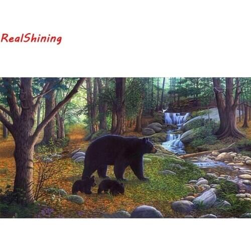5D Diy Diamond Painting Cross Stitch full Square Diamond Embroidery Black bear in the forest picture for room Decor H1251