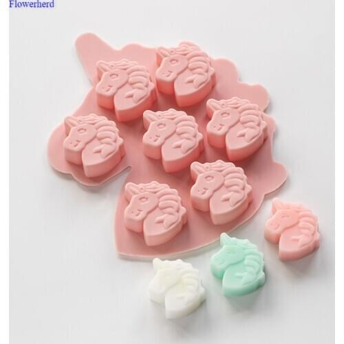 7 Cavities Unicorn Shape Handmade Soap Silicone Mold Cake Decorating Tools Soap Molds for Soap Making Cake Chocolate Mold