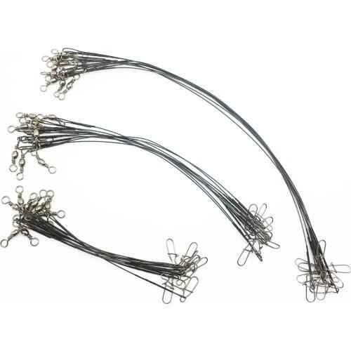 72pcs/lot Fishing Lure Line Trace Wire Leader Swivel Tackle Spinner Shark 15/20/25cm Fishing Cord Rope Leader Trace Swivel Tool