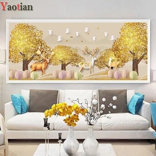 New Arrival 5D DIY Diamond Painting Fortune Tree Elk Full Round Diamond Embroidery Mosaic Hobbies And Crafts Home Decor