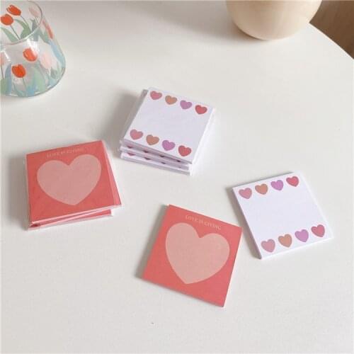 Ins Heart-shaped Memo Pad 50 Sheets Simple Creative Love English Student Portable Diy Message Paper Notepad Kawaii Stationery