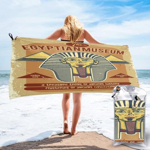Quick Drying Pocket Towel Vintage Pharaoh Pyramids Portable Water Absorbent Towel No Pilling Sports Bath Towel