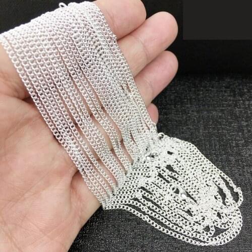 1PCS/5PCS 925 Sterling Silver 2MM Charm Chain Necklace for Women Jewelry Gifts Wholesale (DIY Necklace) 16Inch-30Inch