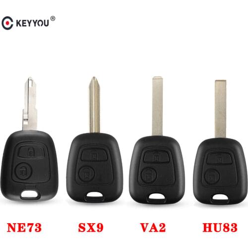 KEYYOU 2 Buttons Remote Car Key Fob Case Shell For Peugeot 106 206 307 107 207 407 Partner Expert Boxer VA2/SX9/HU83/NE73 Blade