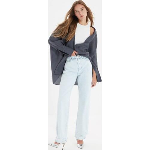 Trendyol Pettitoes Yırtıklı High Bel 90s Wide Leg Jeans TWOAW22JE0457