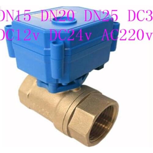Electric brass ball valve DN15 DN20 DN25 DC3-6v DC12v DC24v AC220v motorized valve for wateR