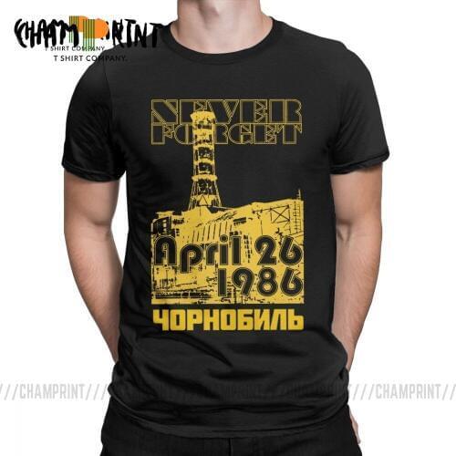 Mens T-Shirts Chernobyl 30th Anniversary Nuclear Disaster T Shirt Ukraine Radiation Tee Shirt Novelty Pure Cotton Clothes