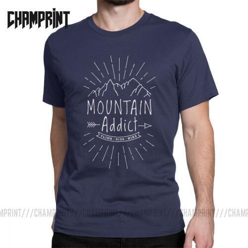 Mountain Addict T Shirt Mens 100% Cotton Novelty T-Shirt Snowboard Ski Winter Hiking Camping Outdoor Tee Clothes Printing