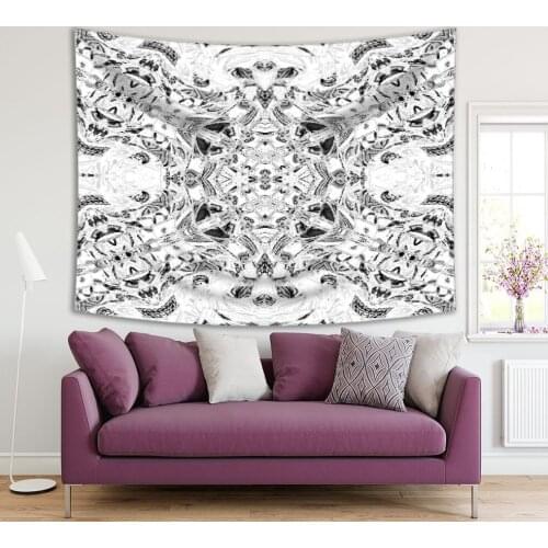 Tapestry Abstract Artistic Pattern Geometric Floral Reflection Monochromic Artwork Black White