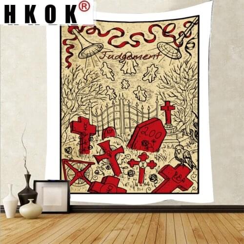 HKOK Tarot Tapestry Sun Divination Wall Hanging Mandala Tapestries Mysterious Art Wall Cloth Background Living Room Home Decor