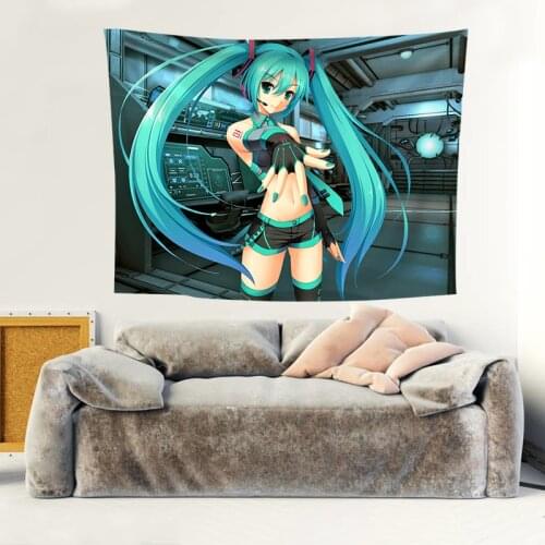 Miku Tapestry Cartoon Cloth Photography Backdrops Home Decoration Boys Girls Bedroom Hatsun Background Wall Hanging Custom Flag