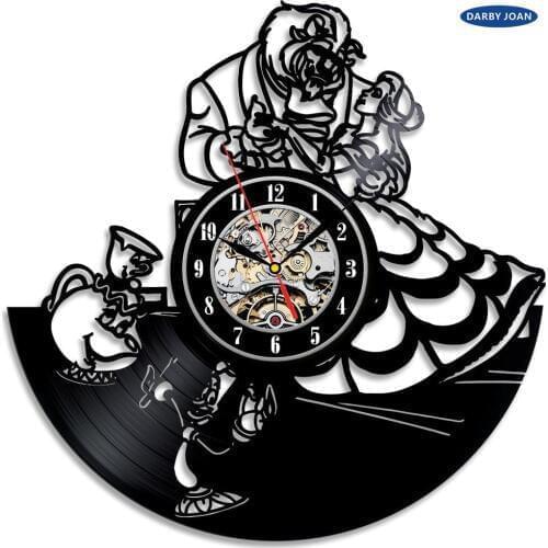 Perfect Christmas Gift Beaty and the Beast Vinyl Clock saat dial vision,wall clock saat alarm clock reloj large wall clock