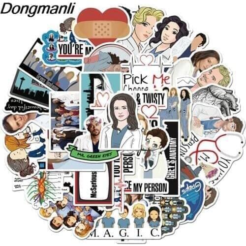 K1303 Dongmanli 50Pcs Grays Anatomy Doctors Scrapbooking Decal Creative Badges Decorative Stickers Vintage Notebook Mobile Phone