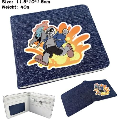 Anime Undertale Short Wallet Denim Teenger Bifold Student Card Holder High Quality Casual Mens Womens Purses