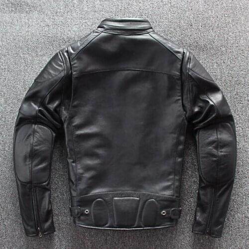 Luxury 100%Real Leather Jacket Men Spring Slim Fit Stand Collar Liner Detachable Biker Cowhide Short Coat Outwear Plus Size