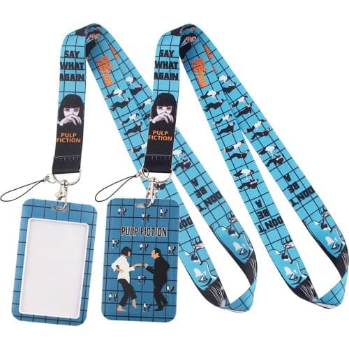 LT31 Funny Movie Pulp Fiction Keychain Ribbon Lanyards for Keys ID Card Phone Straps Hanging Rope Lariat Students Badge Holder