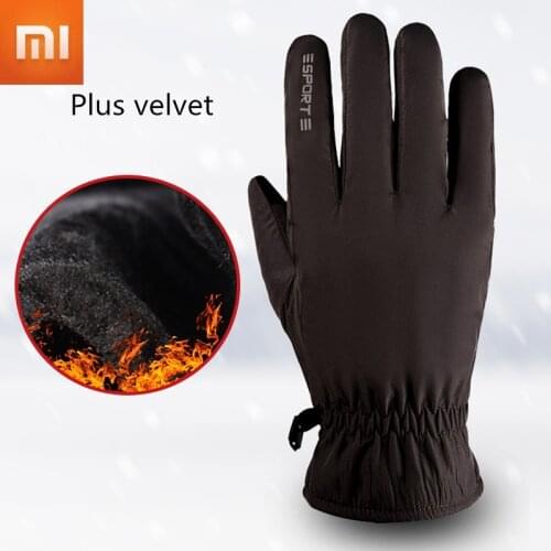 Xiaomi Mens Touch Screen Gloves Winter Waterproof Plus Velvet Warm Gloves Outdoor Cycling Full Finger Ski Mountaineering Glove
