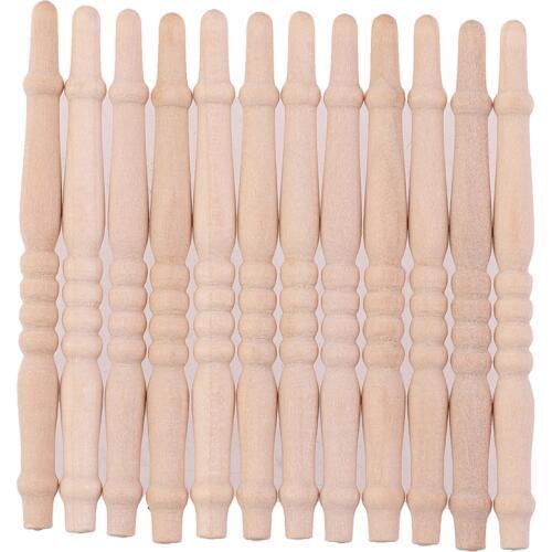 New DIY Spindles Balusters Wooden Dollhouse Miniature 1/12 Scale Stair Railing Furniture Toys