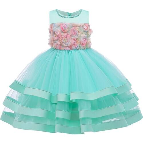 2020 Teenager Girl Princess Flower Lace Elegant Dresses for Girls Wedding Evening Prom Gowns Dresses 3-10 yrs Kids Clothing