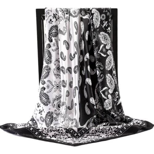 2021 Summer Luxury Silk Scarves Korean Popular Print Bandanna Fashion 90X90CM Sunscreen Shawl Female Dustproof Square Kerchief