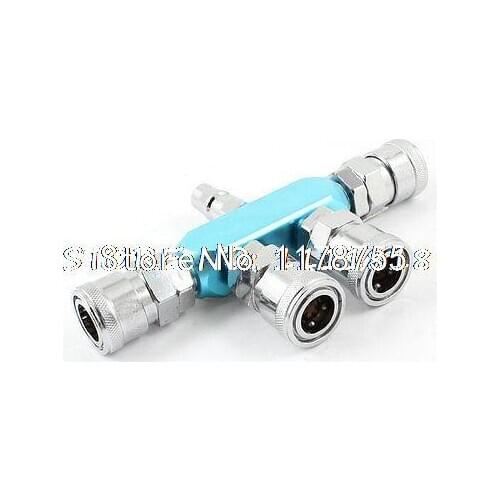 Pneumatic Air Hose 4 Way Pass Connecting Quick Coupler Adapter Socket