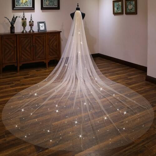 Real Photo High Quality Champagne 350cm Length 2021 bridal headwear Long Wedding Veils Mariage Veils Wedding Accessories