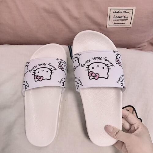 Sanrio Hello Kitty Cute Cartoon Slippers Female Summer Indoor Soft Bottom Non-slip Slippers