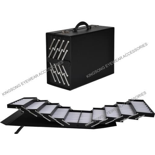 Coded lock Foldable portable Eyeglass Eyewear sunglasses accordion Suitcase Display extendable brief case Hold 80pcs of glasses