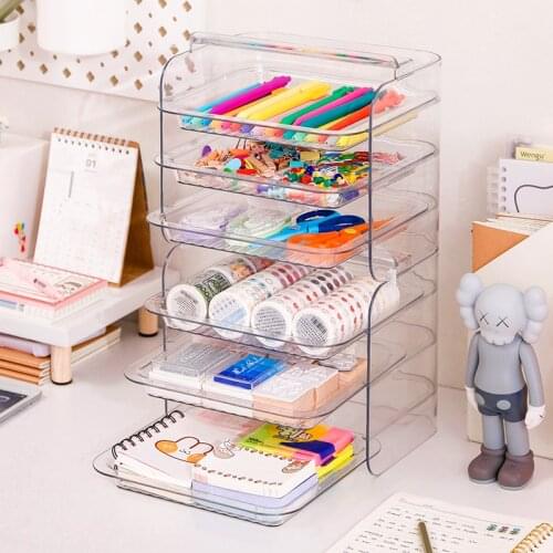 2021 Stationery Rack Multilayer Expanding Box School Office Pencil Storage Holder Desktop Makeup Box Stationery Organizer NEW