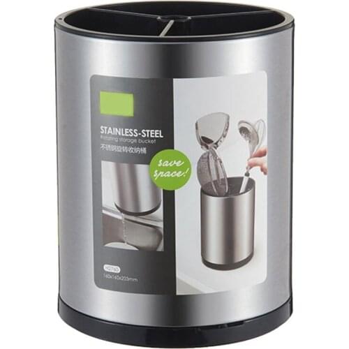 HOT-Stainless Steel Cutlery Bucket Compartment Chopsticks Bucket Cookware Bucket Suction Cutlery Storage Seat