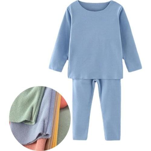 High technology Children Thermal Underwear Set Boys Girls Solid Clothes Set Casual Baby Kids Warm Underwear Suit Autumn Winter
