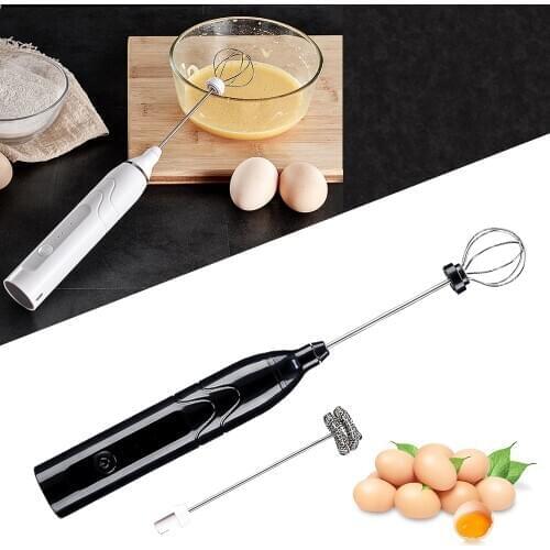 Usb Rechargeable Double Spring Whisk, Electric Milk Frother, Stainless Steel Manual Milk Frother, Drink Mixer, Three Speed
